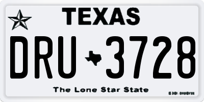 TX license plate DRU3728