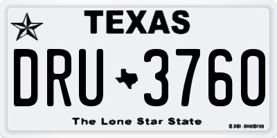 TX license plate DRU3760