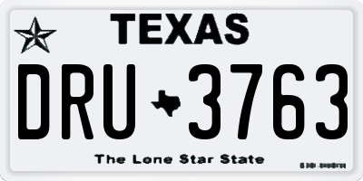 TX license plate DRU3763