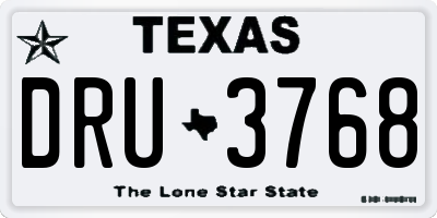 TX license plate DRU3768