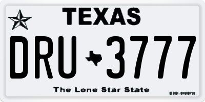 TX license plate DRU3777