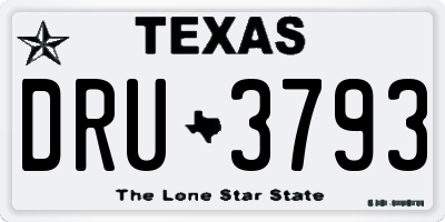 TX license plate DRU3793