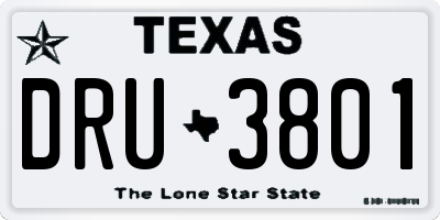 TX license plate DRU3801