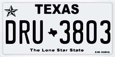 TX license plate DRU3803