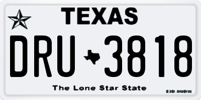 TX license plate DRU3818