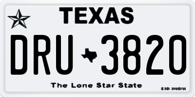 TX license plate DRU3820