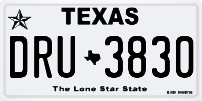 TX license plate DRU3830