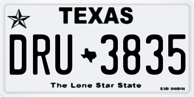 TX license plate DRU3835