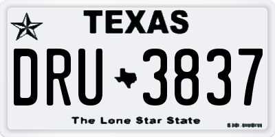 TX license plate DRU3837