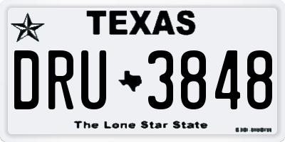 TX license plate DRU3848