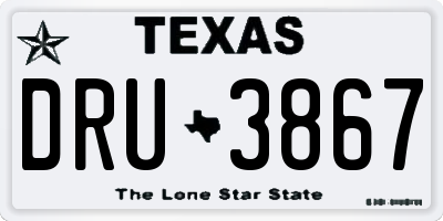 TX license plate DRU3867