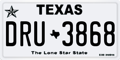 TX license plate DRU3868