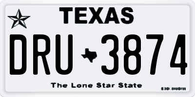 TX license plate DRU3874