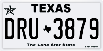 TX license plate DRU3879