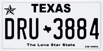 TX license plate DRU3884