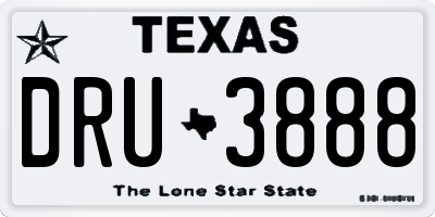 TX license plate DRU3888