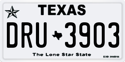 TX license plate DRU3903