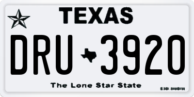 TX license plate DRU3920