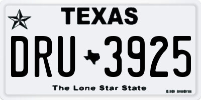 TX license plate DRU3925