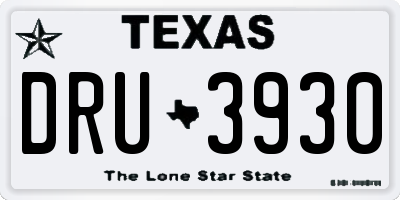 TX license plate DRU3930
