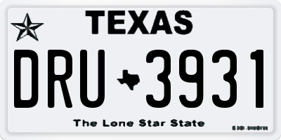TX license plate DRU3931