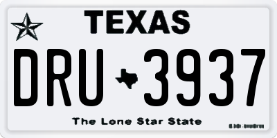 TX license plate DRU3937