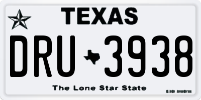 TX license plate DRU3938