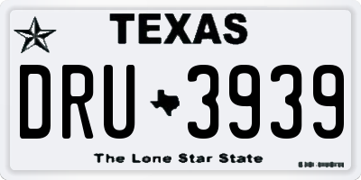 TX license plate DRU3939
