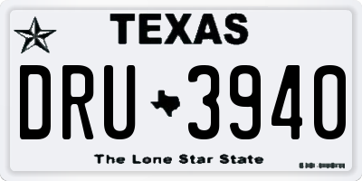 TX license plate DRU3940