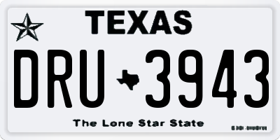 TX license plate DRU3943