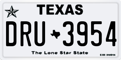 TX license plate DRU3954