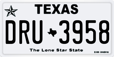 TX license plate DRU3958
