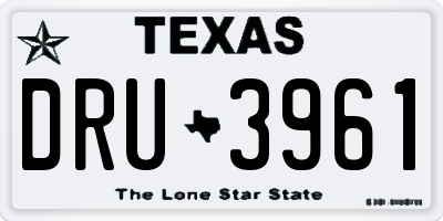 TX license plate DRU3961