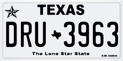 TX license plate DRU3963