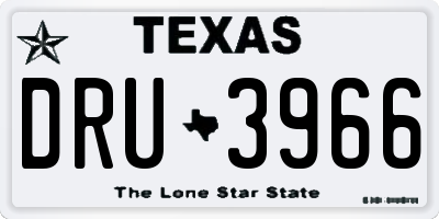 TX license plate DRU3966