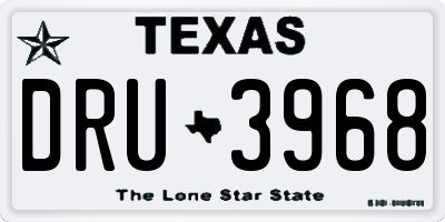 TX license plate DRU3968