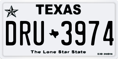 TX license plate DRU3974