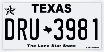 TX license plate DRU3981