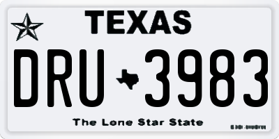 TX license plate DRU3983