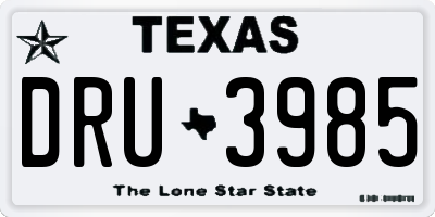 TX license plate DRU3985