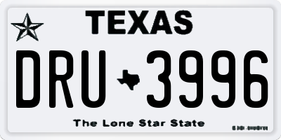 TX license plate DRU3996