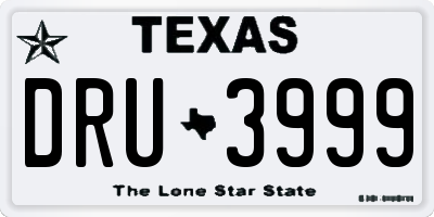 TX license plate DRU3999
