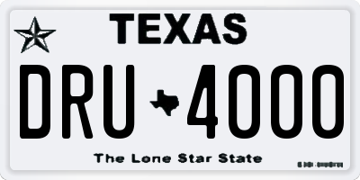 TX license plate DRU4000