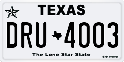 TX license plate DRU4003