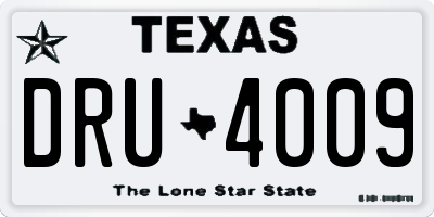 TX license plate DRU4009