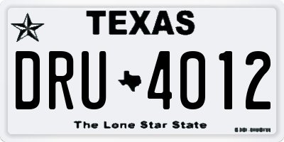TX license plate DRU4012
