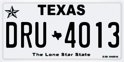 TX license plate DRU4013