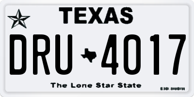 TX license plate DRU4017