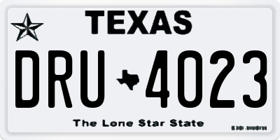 TX license plate DRU4023