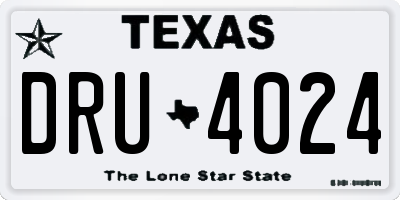 TX license plate DRU4024